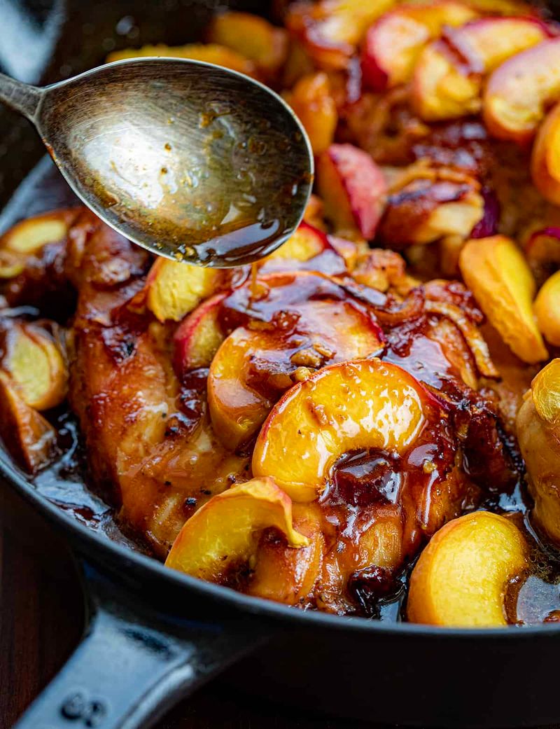Peach Glaze on Roasted Chicken