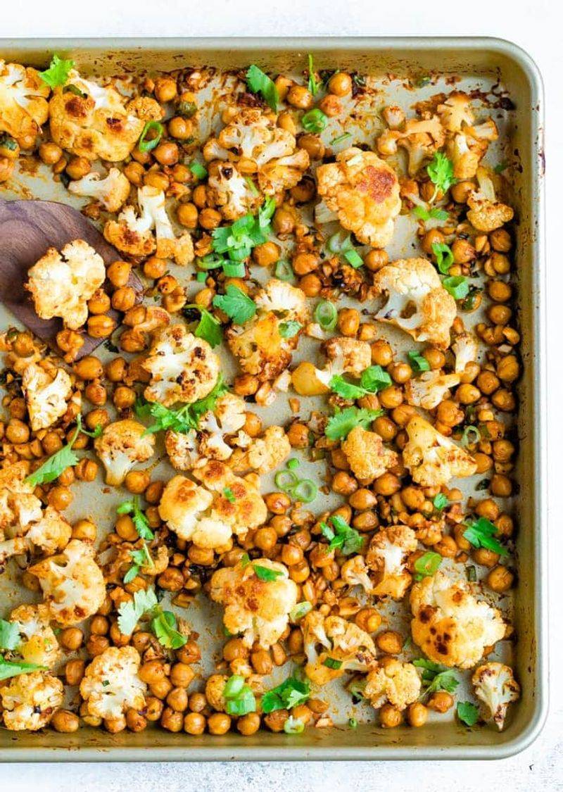 Spiced Cauliflower and Chickpea Sheet Pan Dinner