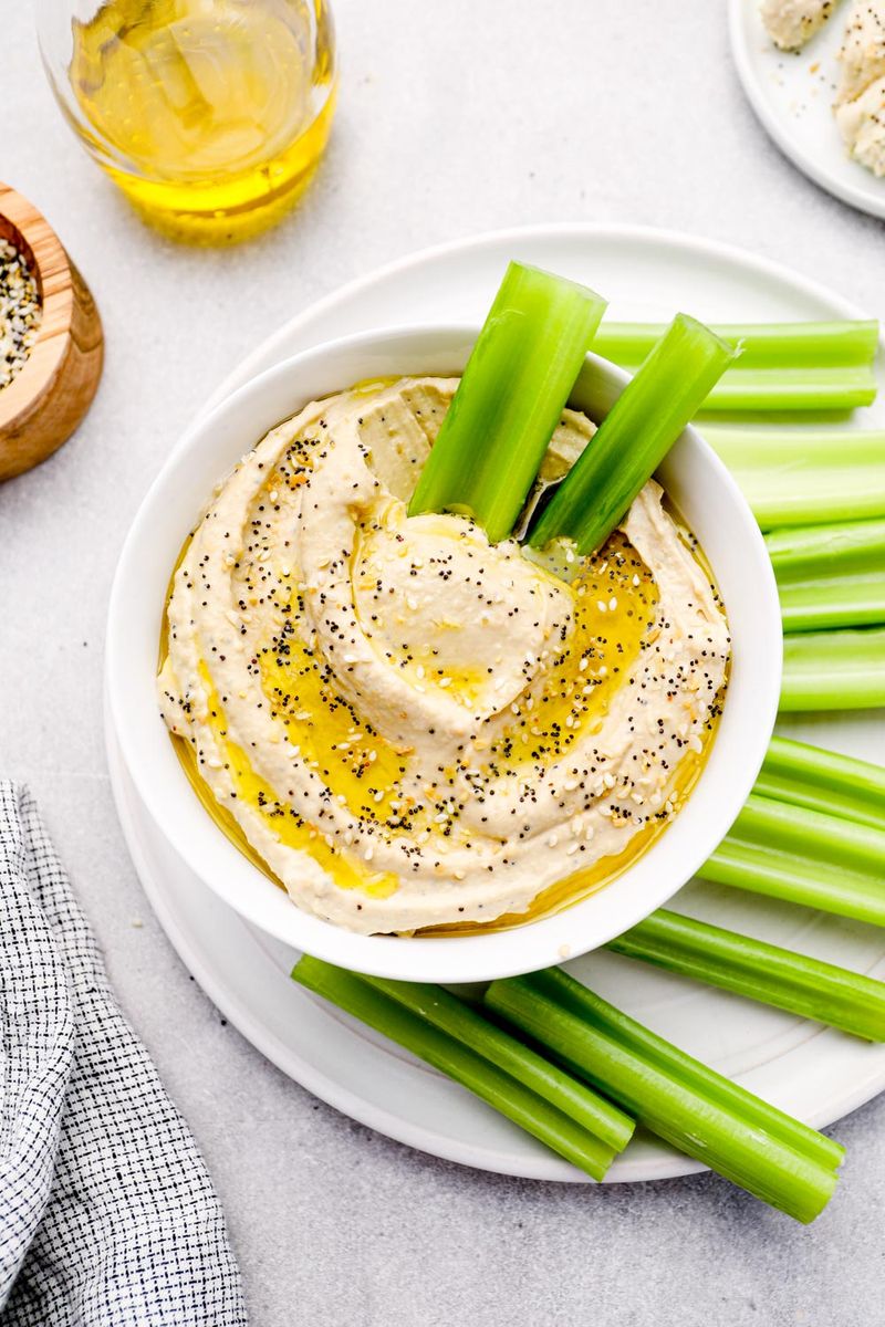 Celery Paired With Hummus