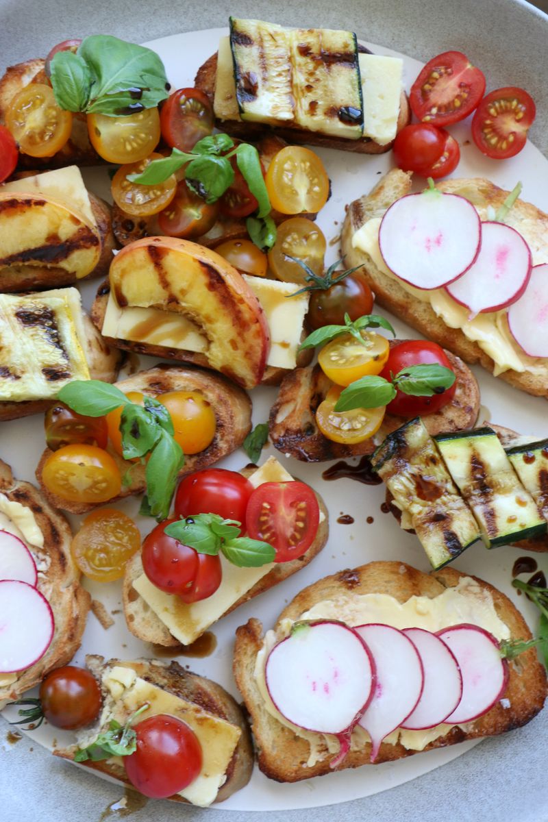 Grilled Courgette and Tomato Bruschetta
