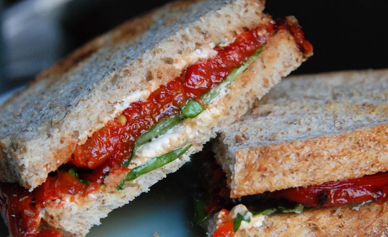 Goat Cheese and Roasted Red Pepper Panini