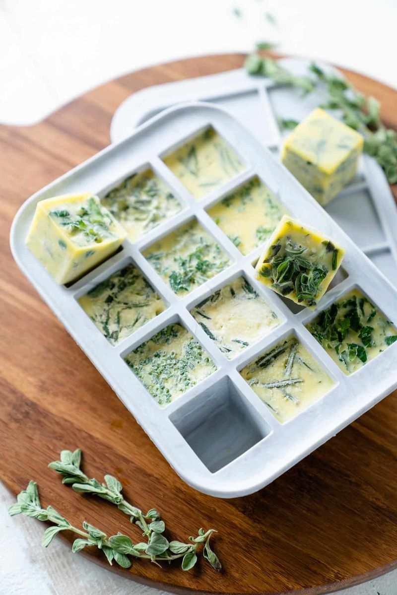 Storing Fresh Herbs in Ice Cube Trays with Oil