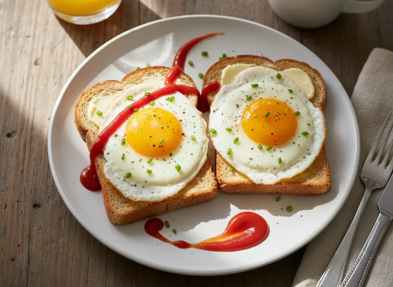 Ketchup Glazed Egg Toast