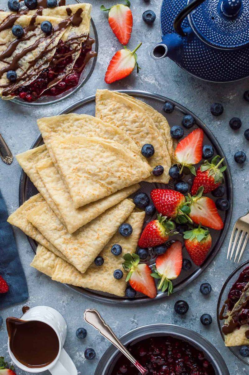 Olive Oil Crepes with Berry Compote