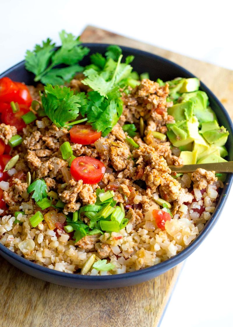 Mashed Cauliflower With Lean Turkey