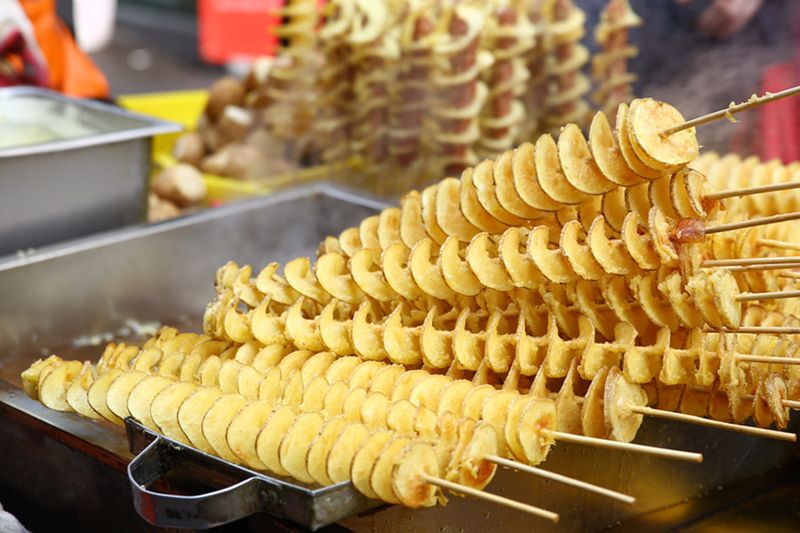 Fried Potato Spiral Tornado Dogs from South Korea
