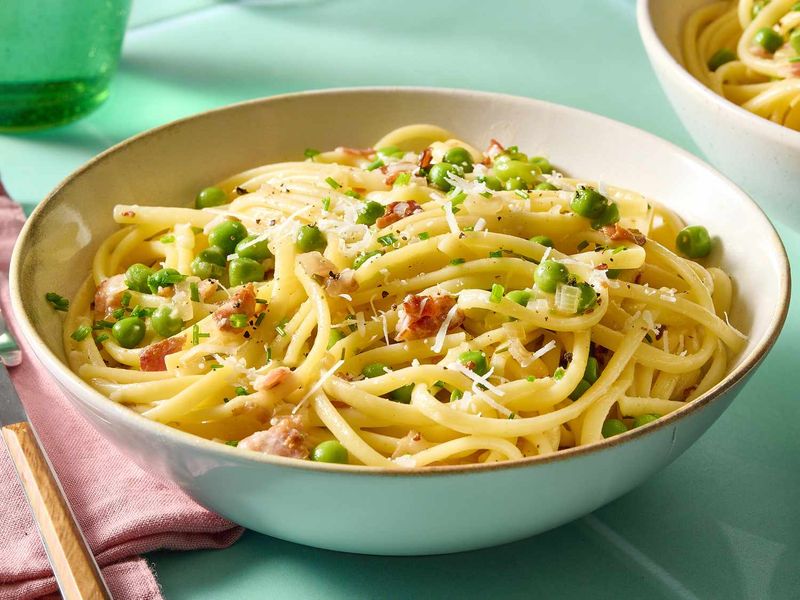 Pasta with Pancetta, Peas, and Herbs
