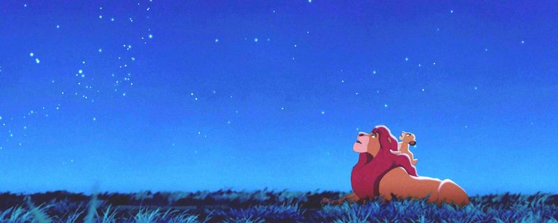 Simba Smelling Mufasa's Ghost in the Stars
