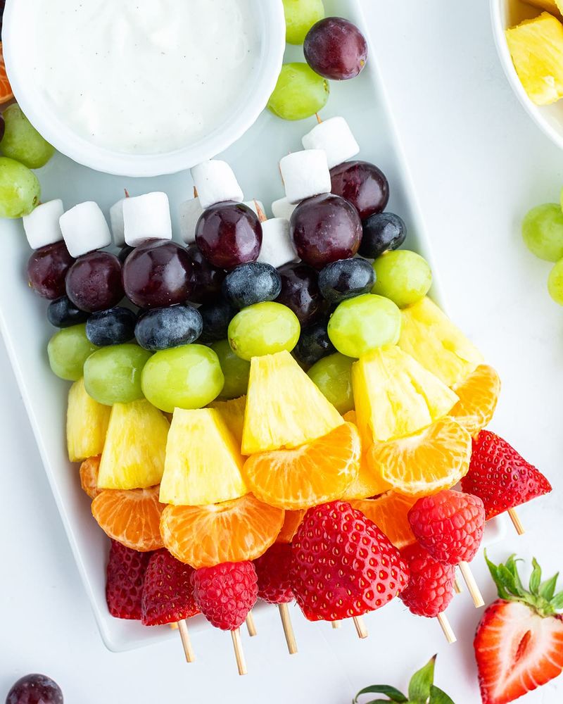 Fruit Kabobs with Honey Yogurt Dip