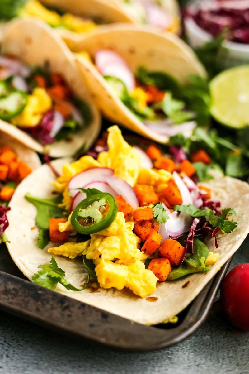 Breakfast Tacos with Scrambled Eggs and Salsa