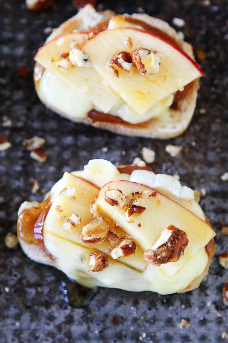 Brie and Sliced Apple with Walnuts