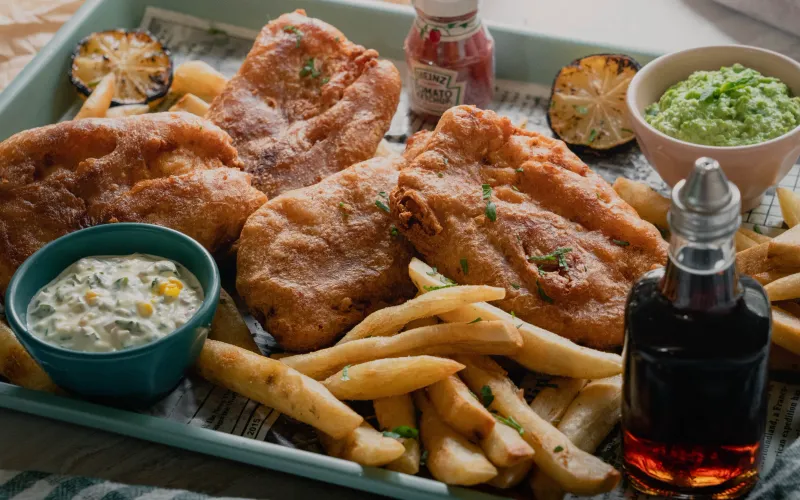 Fish and Chips with Malt Vinegar