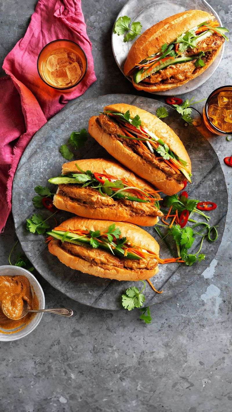 Satay-Inspired Peanut-Crusted Chicken Sandwich