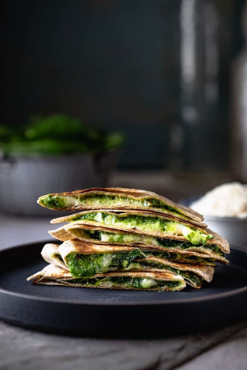 Cheese Quesadilla with Spinach and Salsa