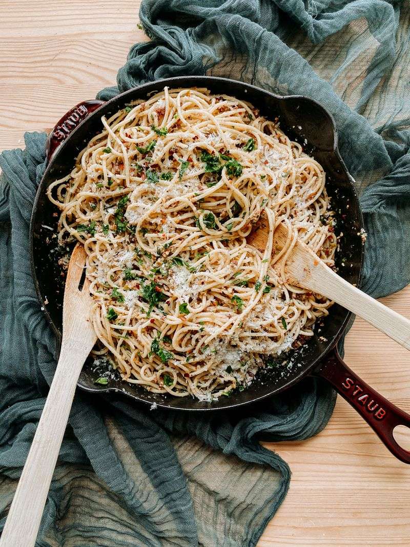 Pasta Paired With Olive Oil and Parmesan