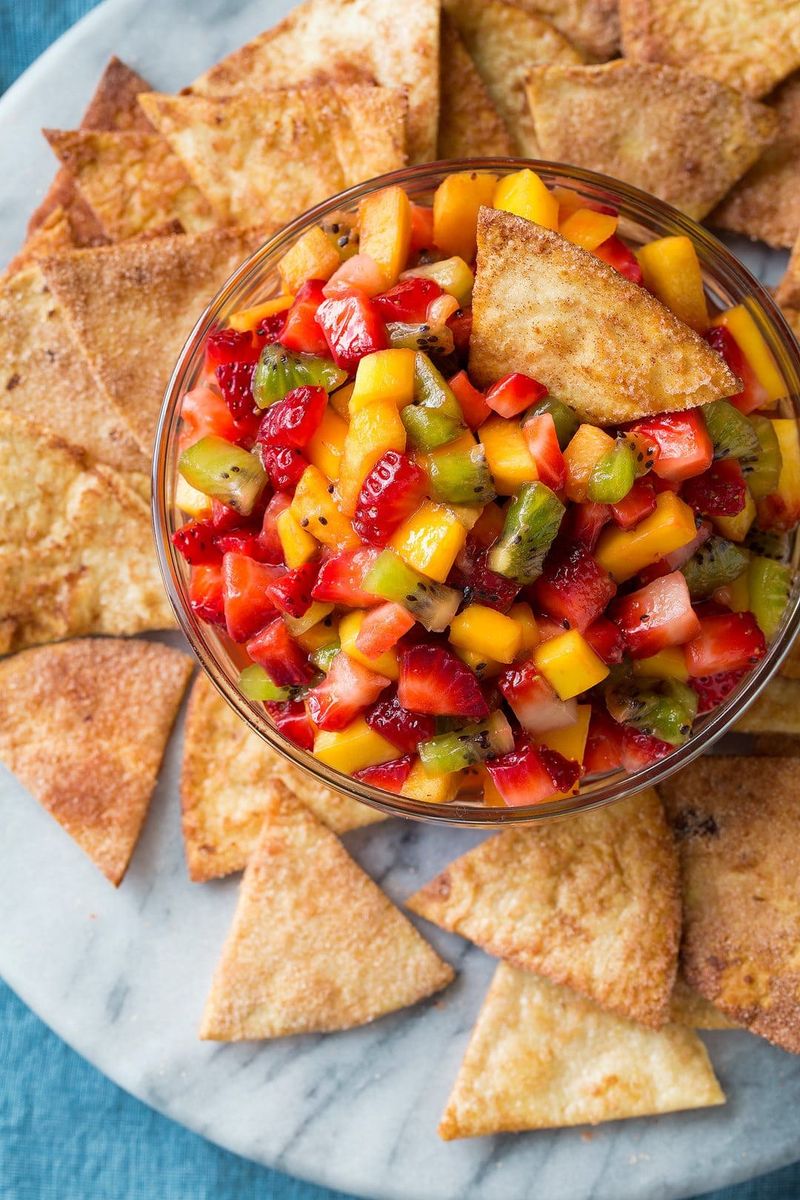 Cinnamon Sugar Tortilla Chips with Fruit Salsa