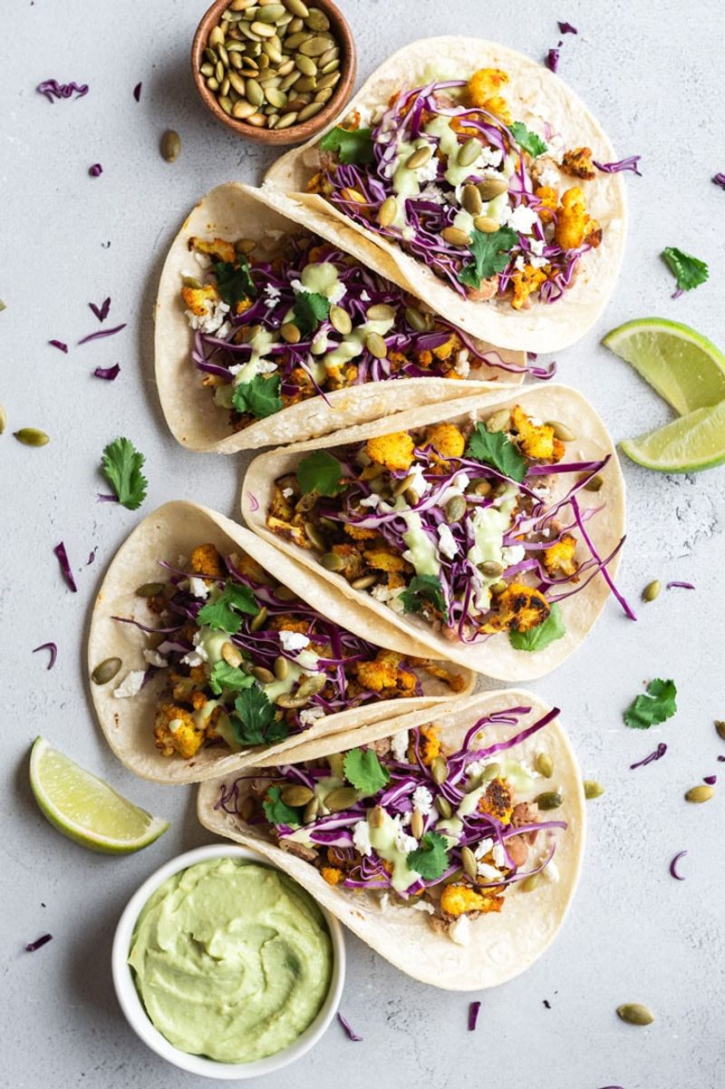 Cauliflower Tacos With Avocado Crema