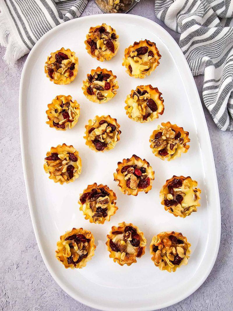 Honey Walnut Brie Bites in Phyllo Cups