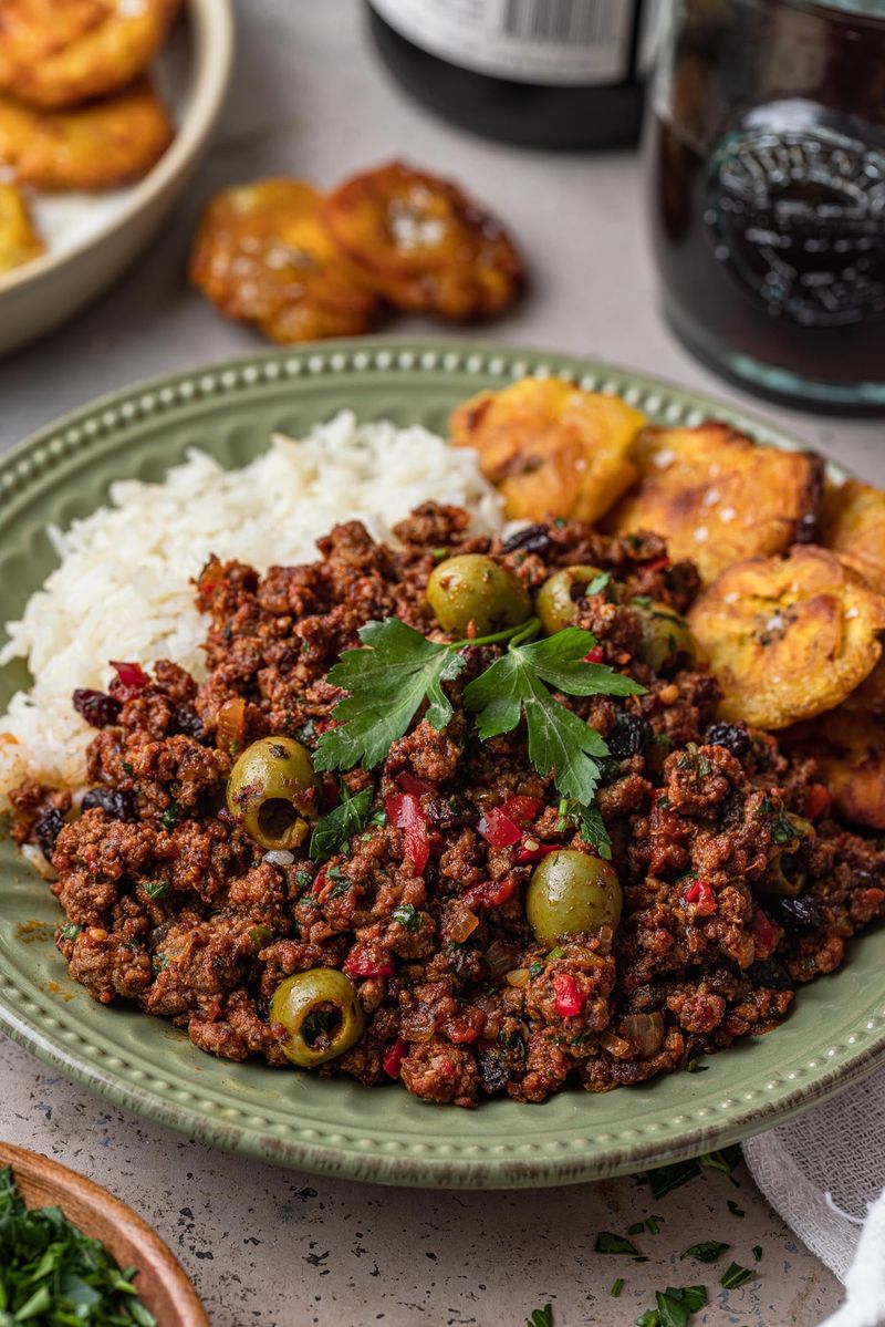Cuban Picadillo - Spiced Ground Beef with Raisins and Olives