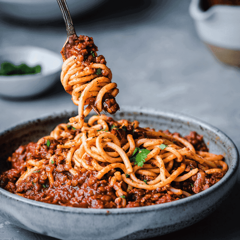 Whole Wheat Pasta with Lentil Bolognese