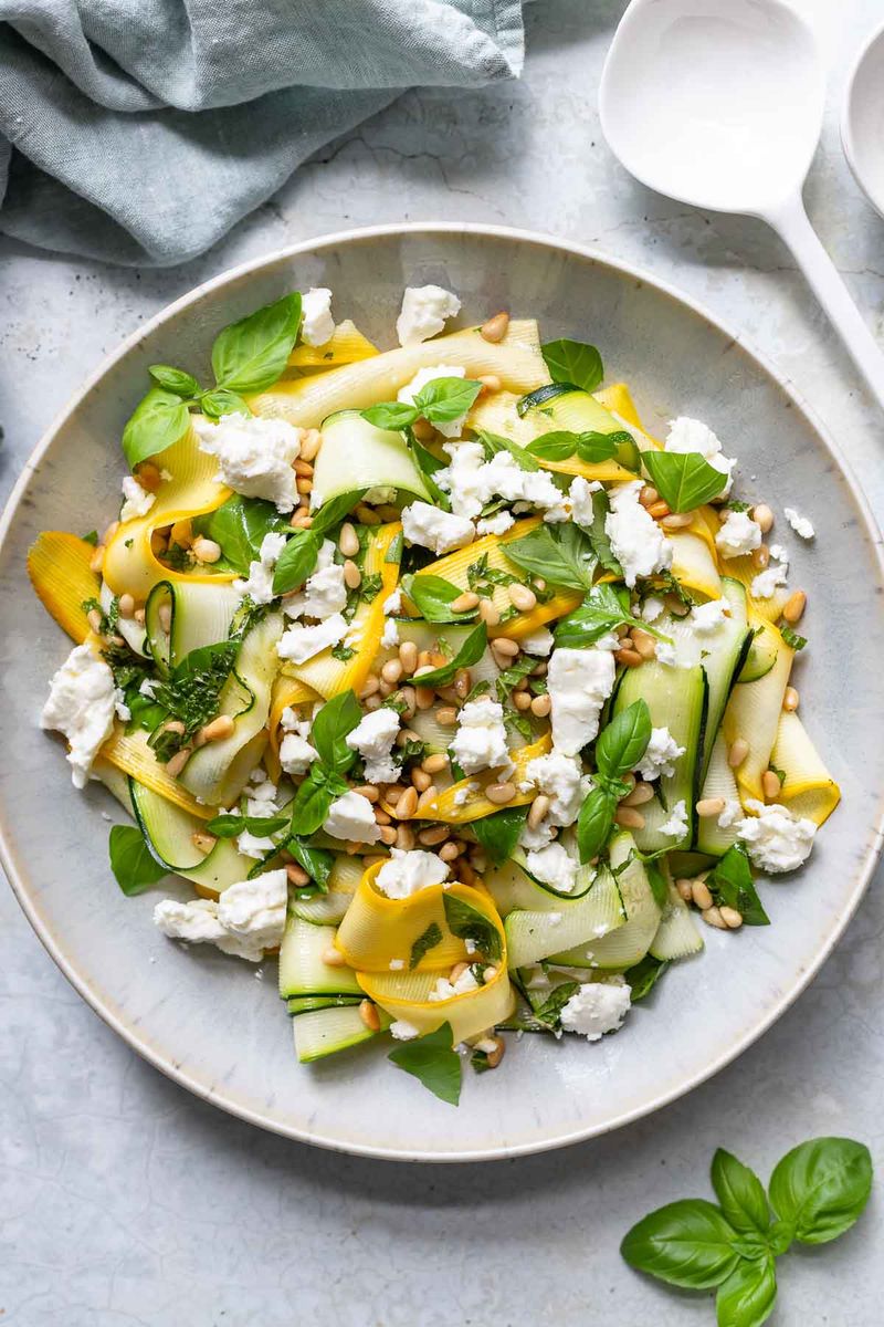 Courgette Ribbon Salad with Tomatoes and Feta