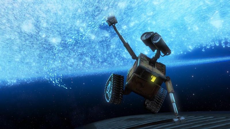 Wall-E and Eve Dancing in Space