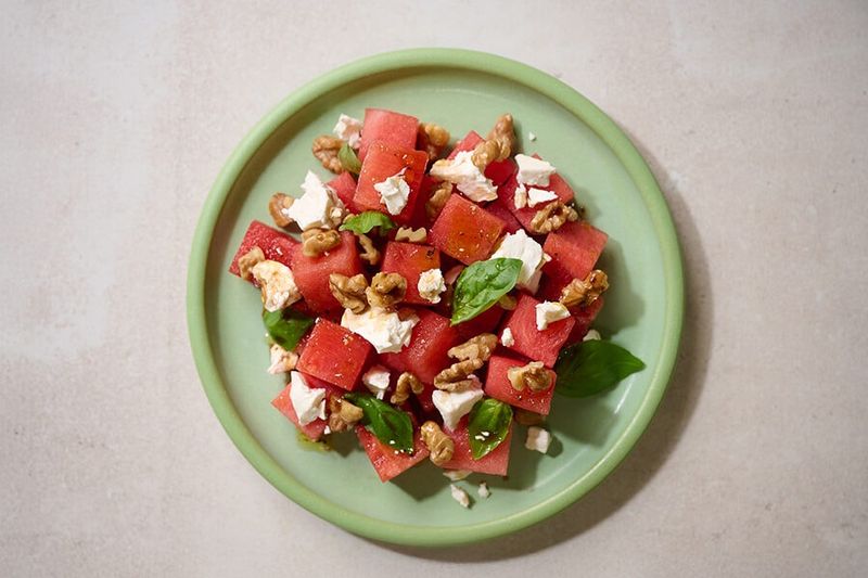 Watermelon Feta Granola Breakfast Bowl