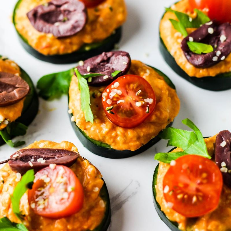 Cucumber and Hummus Bites