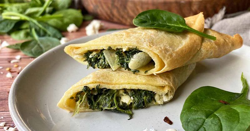 Savoury Crepes with Spinach and Feta