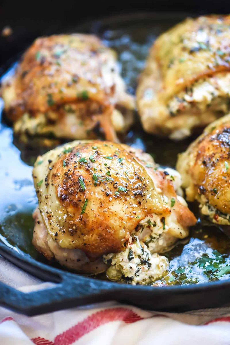 Goat Cheese Stuffed Chicken Thighs
