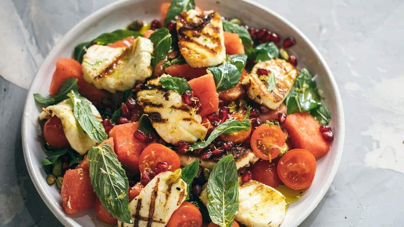 Grilled Halloumi with Watermelon and Mint