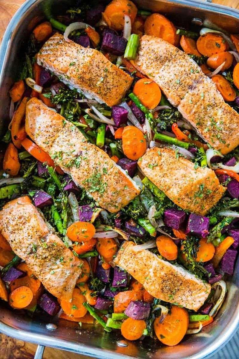 Lemon Herb Baked Salmon with Roasted Vegetables