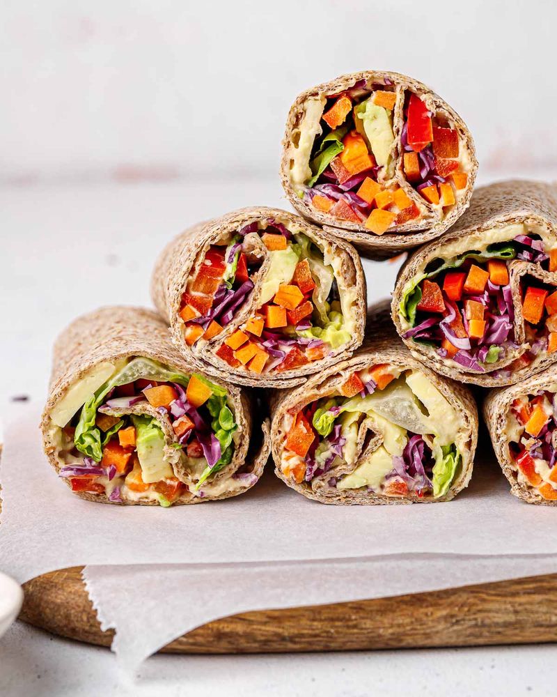 Rainbow Veggie Wraps with Hummus