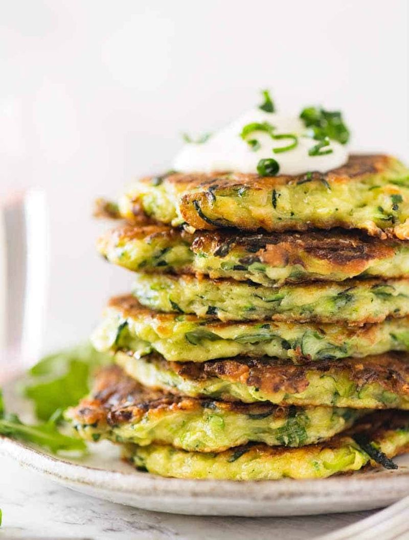 Courgette Fritters with Sour Cream Dip