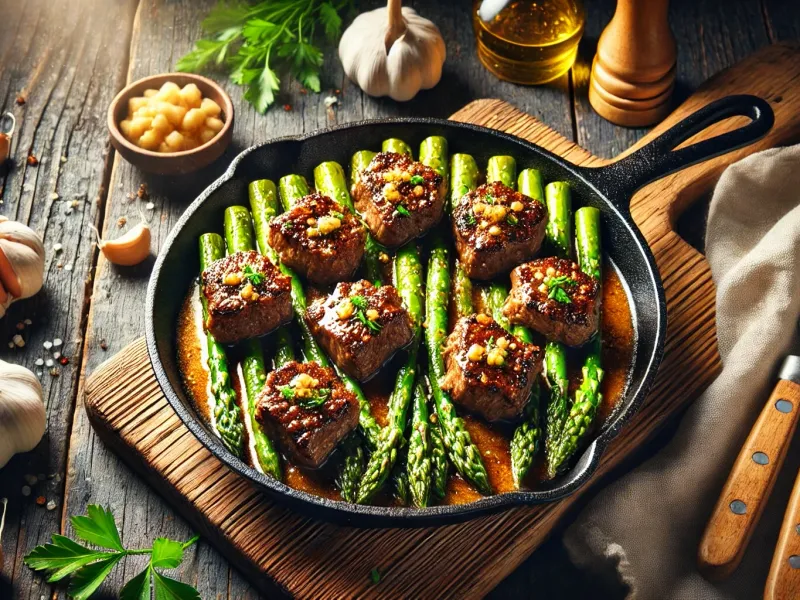 Garlic Butter Steak with Roasted Asparagus