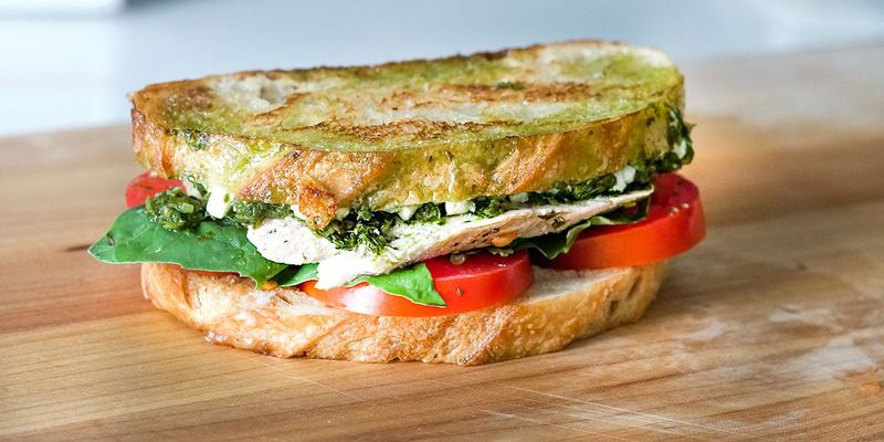 Grilled Chicken and Pesto on Sourdough