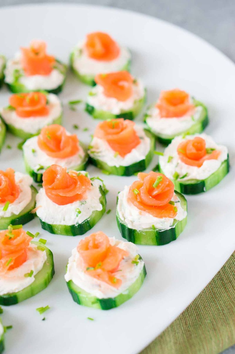 Smoked Salmon on Cucumber Rounds