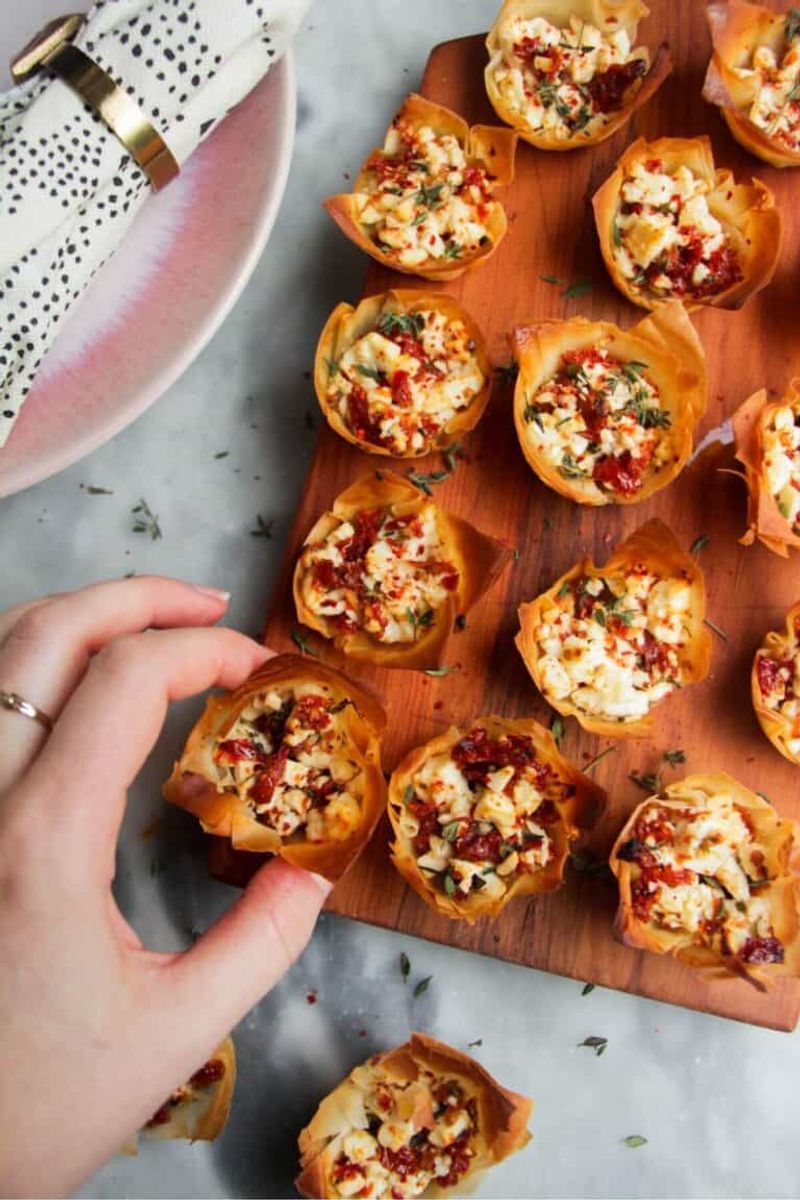 Roasted Red Pepper and Feta Phyllo Cups