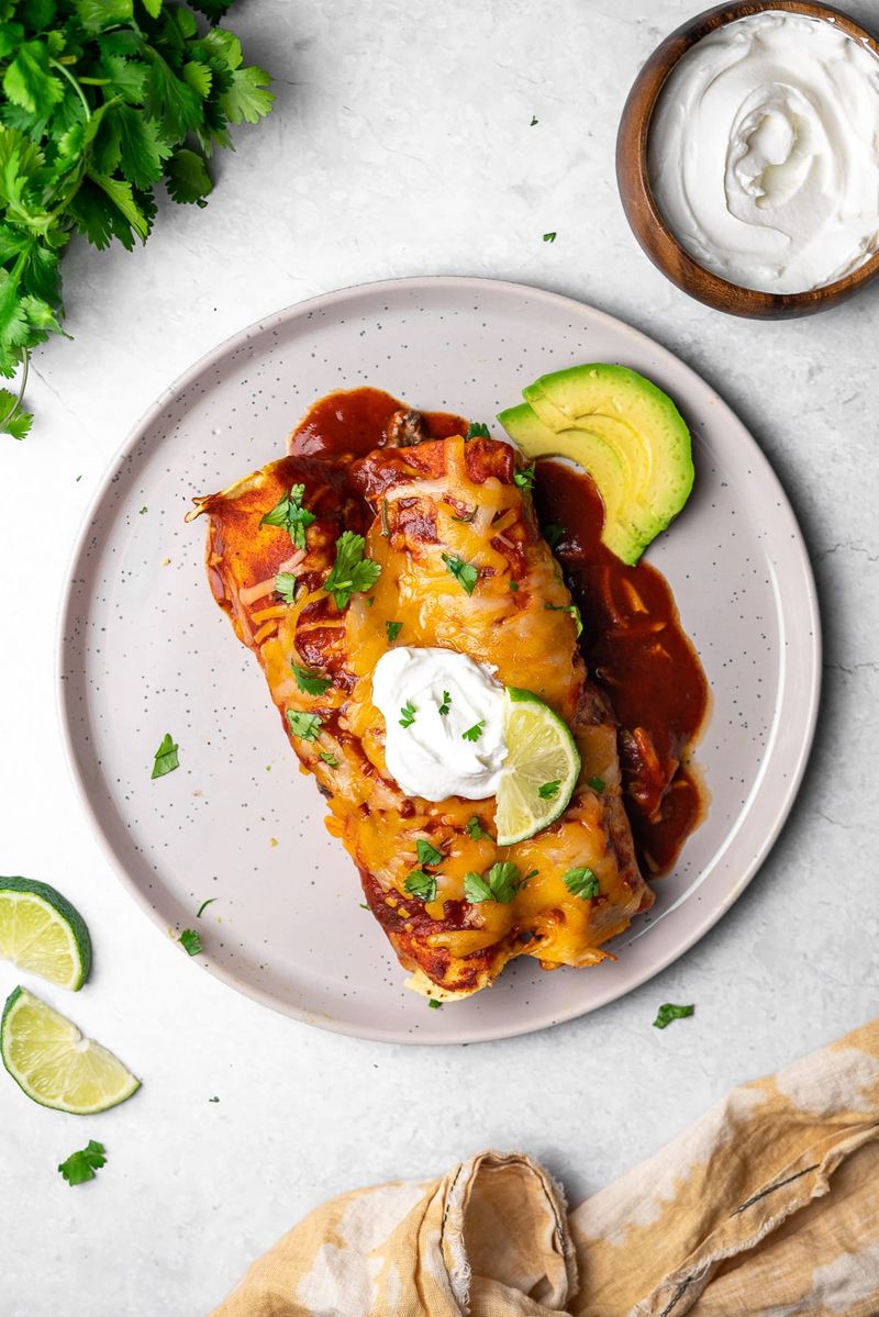 Black Bean and Corn Enchiladas with Red Sauce