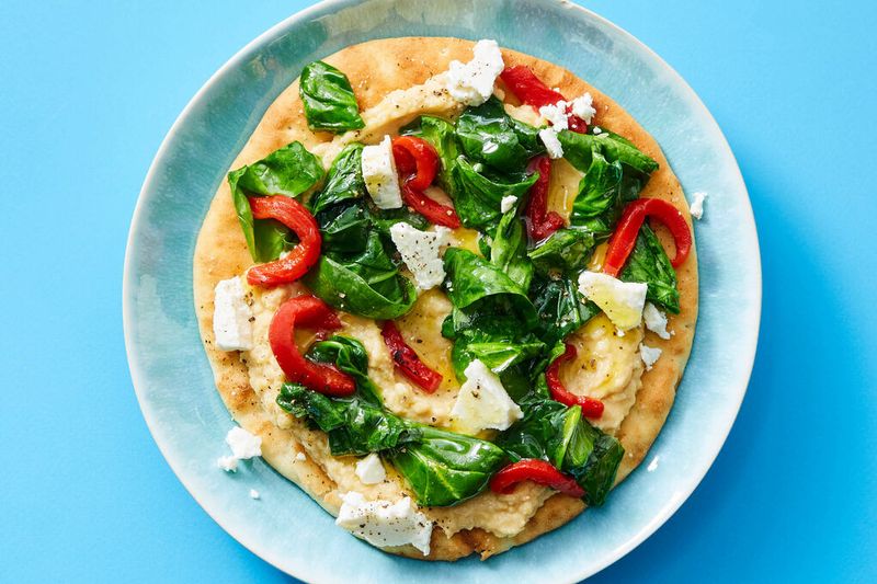 Hummus And Veggie Flatbread Pizza