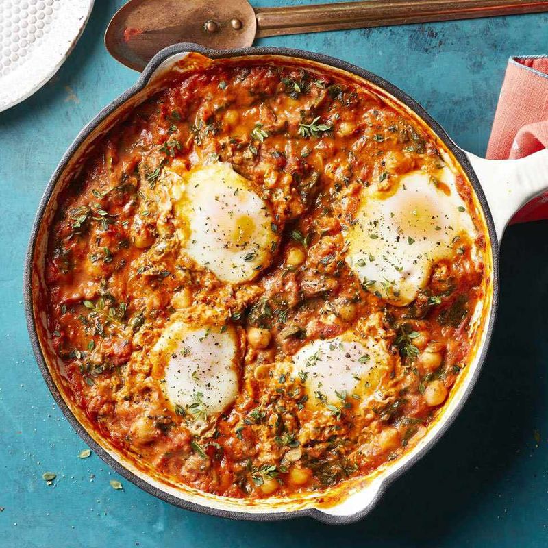 Chickpea and Spinach Shakshuka