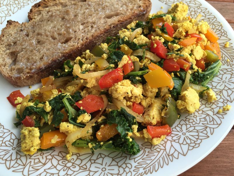 Tofu Scramble with Turmeric, Black Beans, and Kale