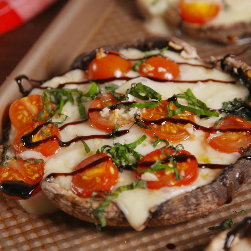 Mini Caprese Stuffed Mushrooms