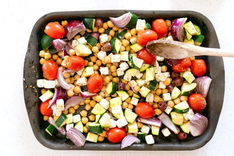 Mediterranean Veggie and Chickpea Bake