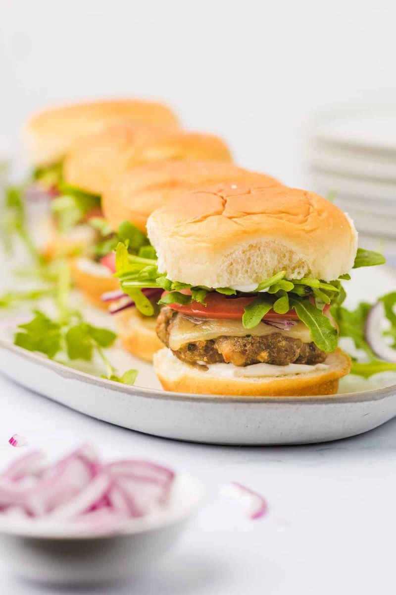 Mini Turkey-Beef Sliders on Whole Grain Buns