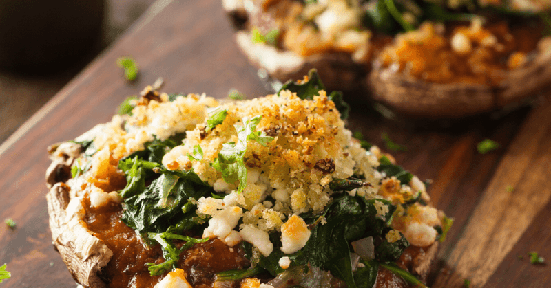 Beef and Spinach Stuffed Mushrooms
