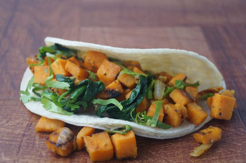 Spinach and Sweet Potato Tacos