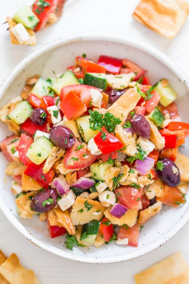 Greek Salad With Pita Chips