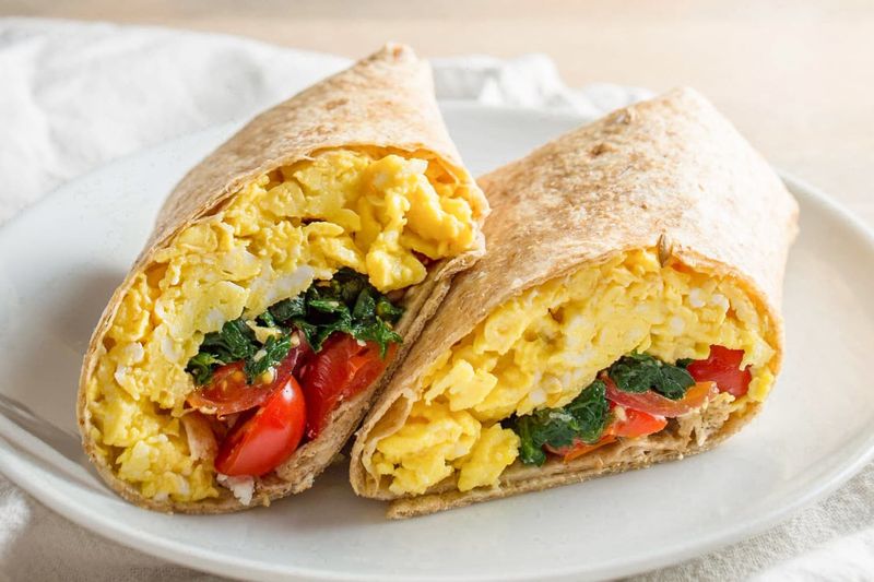 Egg and Spinach Whole Wheat Wrap
