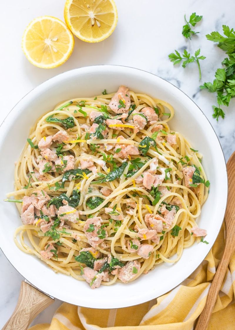 Salmon and Spinach Pasta